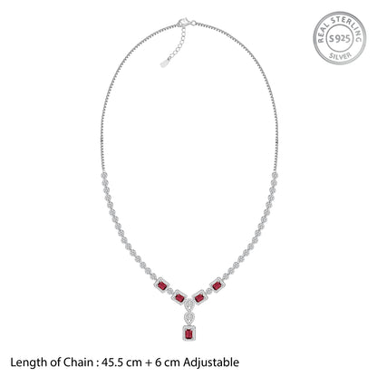 Silver Genovia Pink Necklace