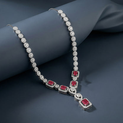 Silver Genovia Pink Necklace