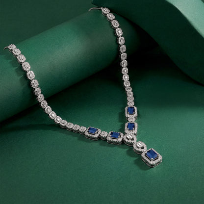 Silver Genovia Blue Necklace