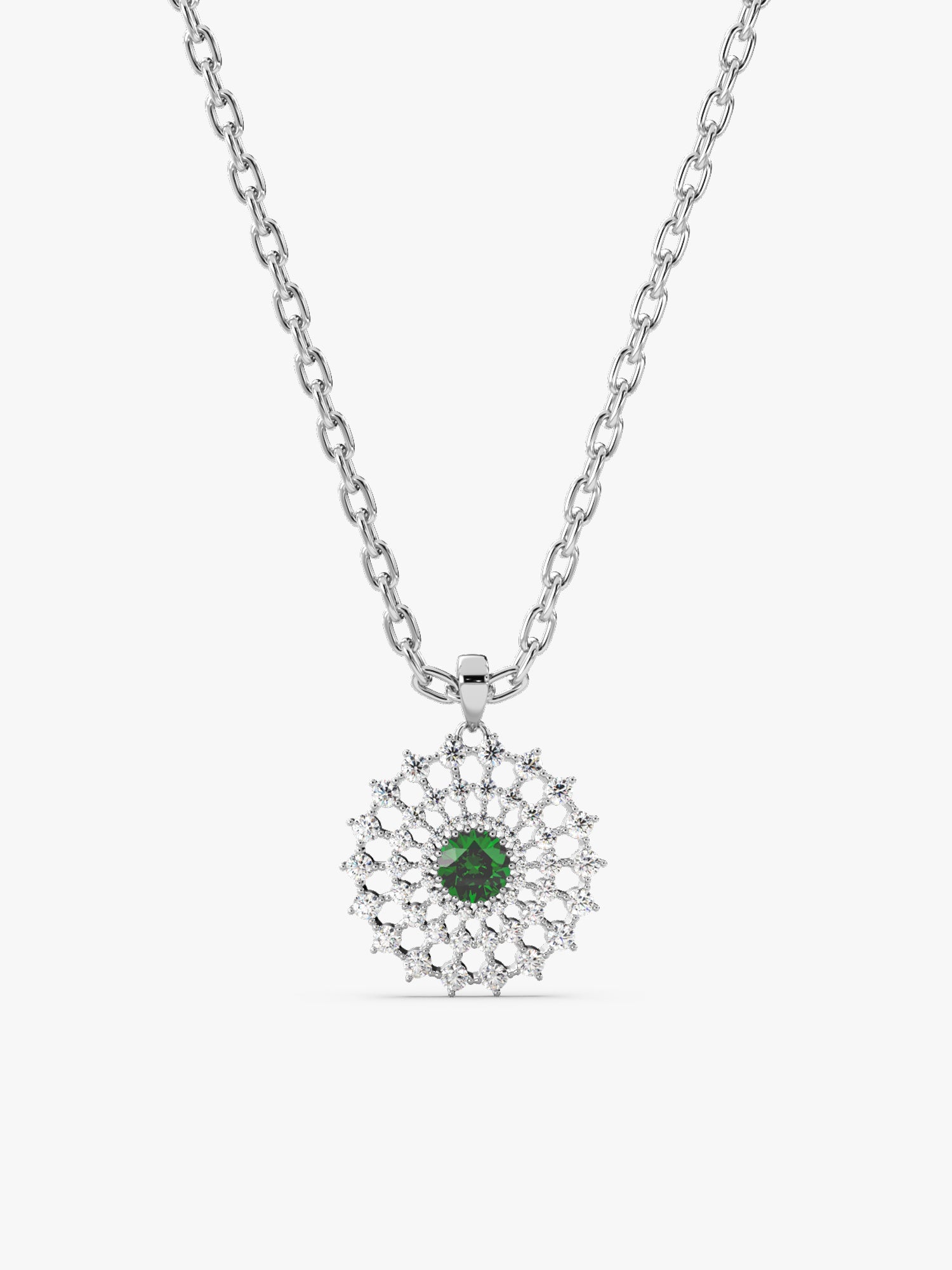 Silver Zircon Emerald Sunshine Pendant
