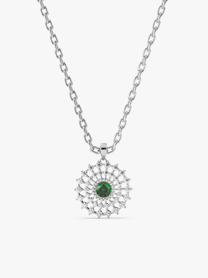 Silver Zircon Emerald Sunshine Pendant