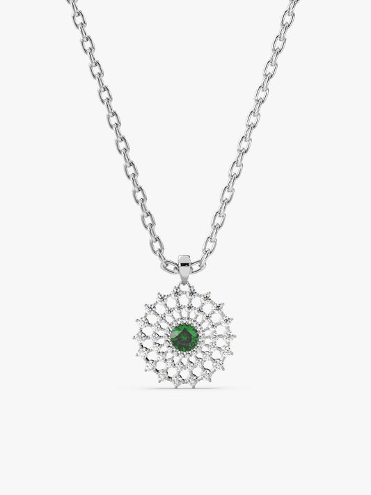 Silver Zircon Emerald Sunshine Pendant
