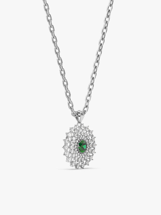 Silver Zircon Emerald Sunshine Pendant