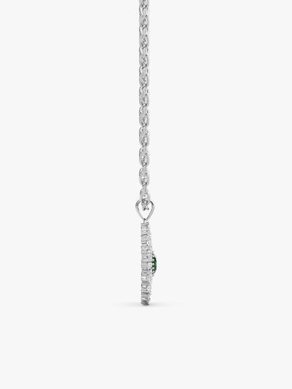 Silver Zircon Emerald Sunshine Pendant