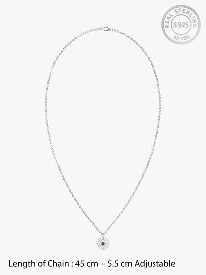 Silver Zircon Emerald Sunshine Pendant