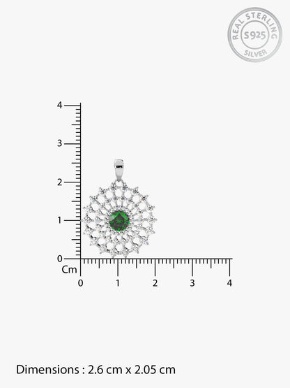 Silver Zircon Emerald Sunshine Pendant