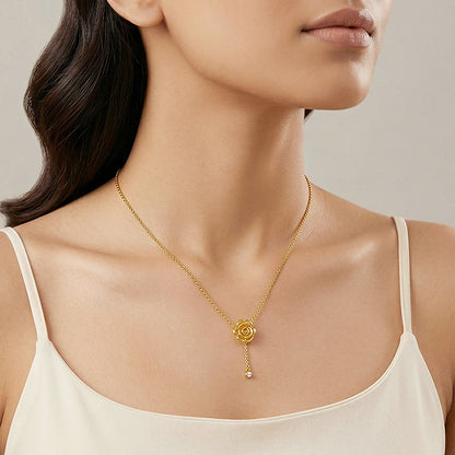Golden Rosaline Lariat Necklace