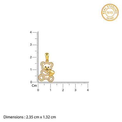Golden Teddy Hug Pendant With Link Chain