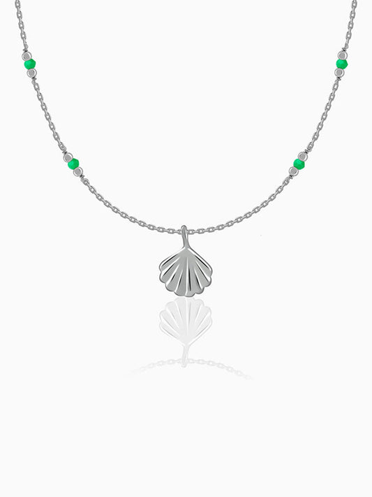Silver Aqua Shell Necklace