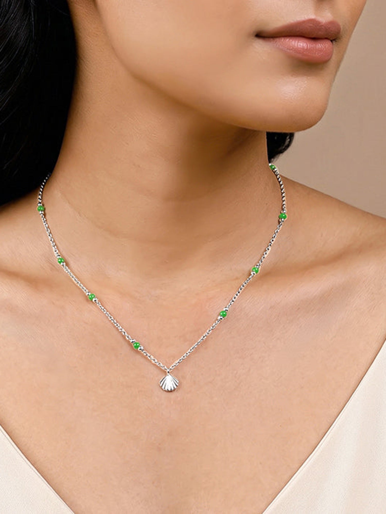 Silver Aqua Shell Necklace