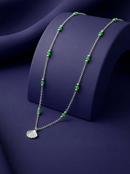 Silver Aqua Shell Necklace