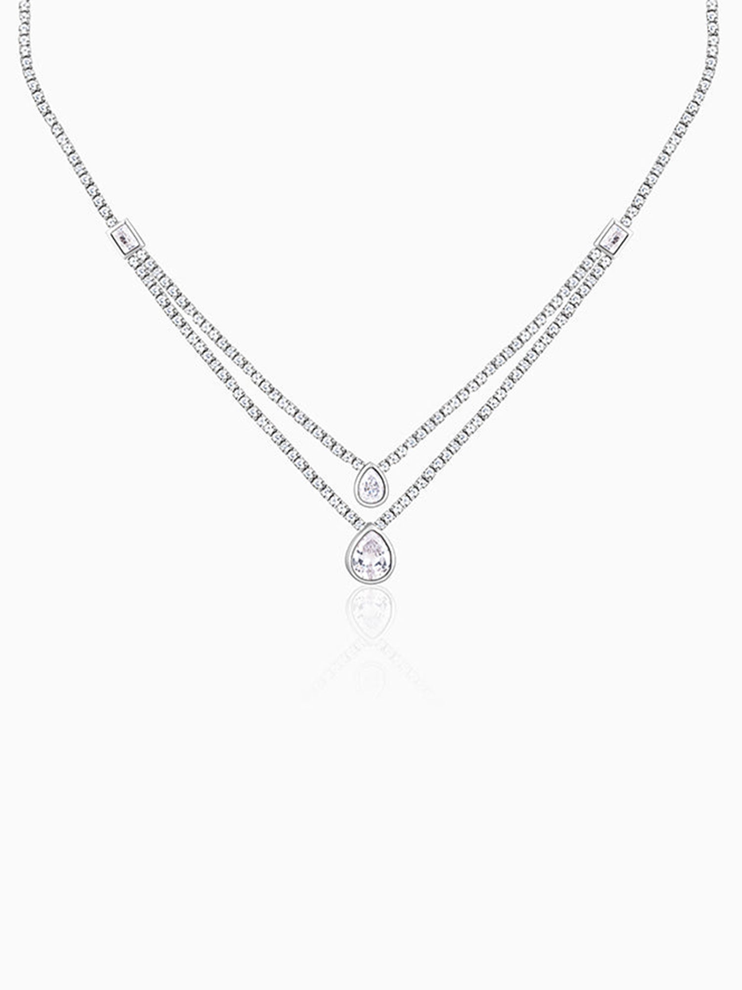 Silver Layered Drop necklace