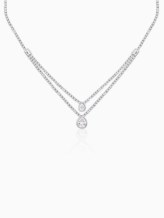 Silver Layered Drop necklace