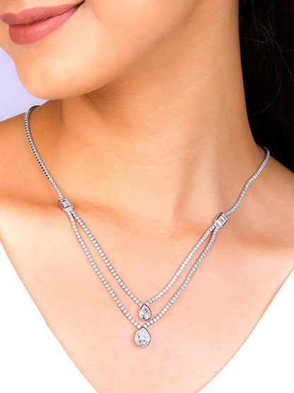 Silver Layered Drop necklace