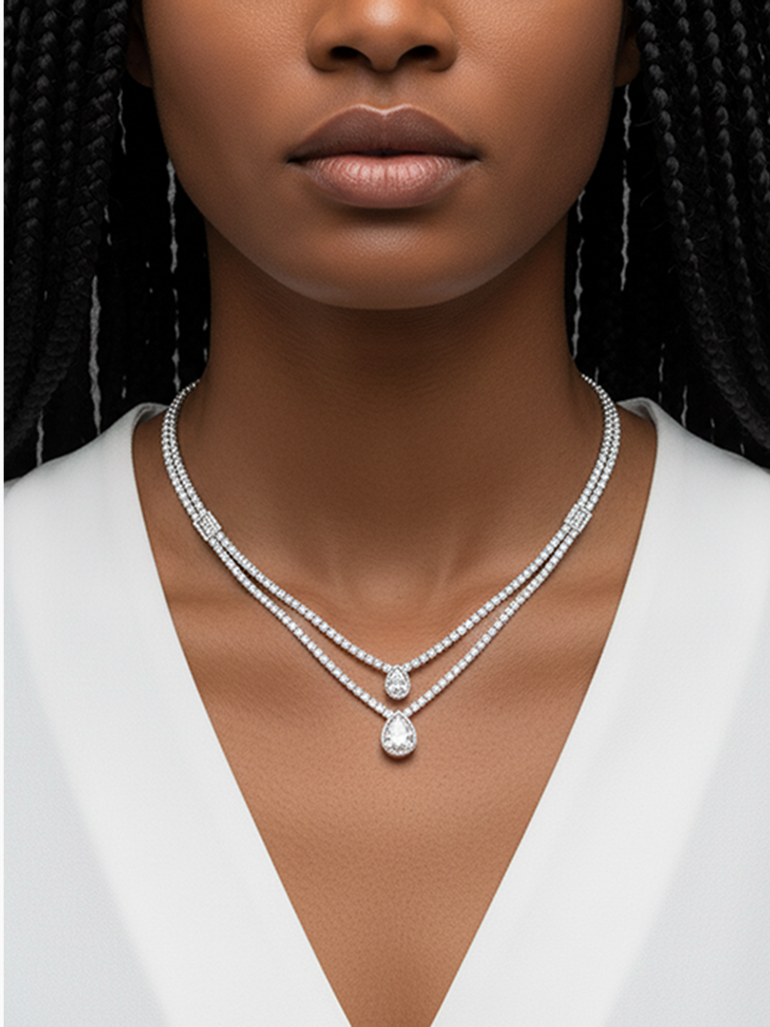 Silver Layered Drop necklace
