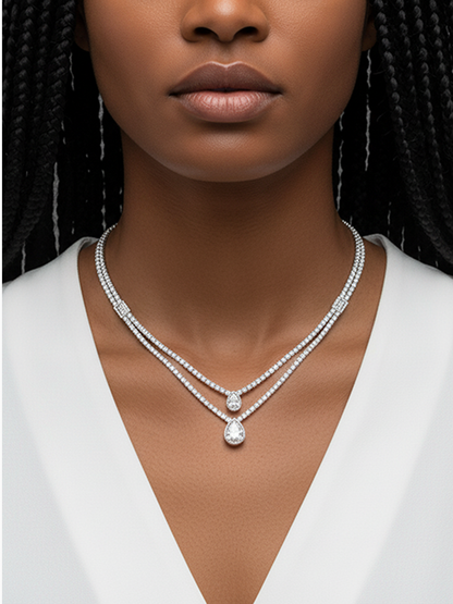 Silver Layered Drop necklace