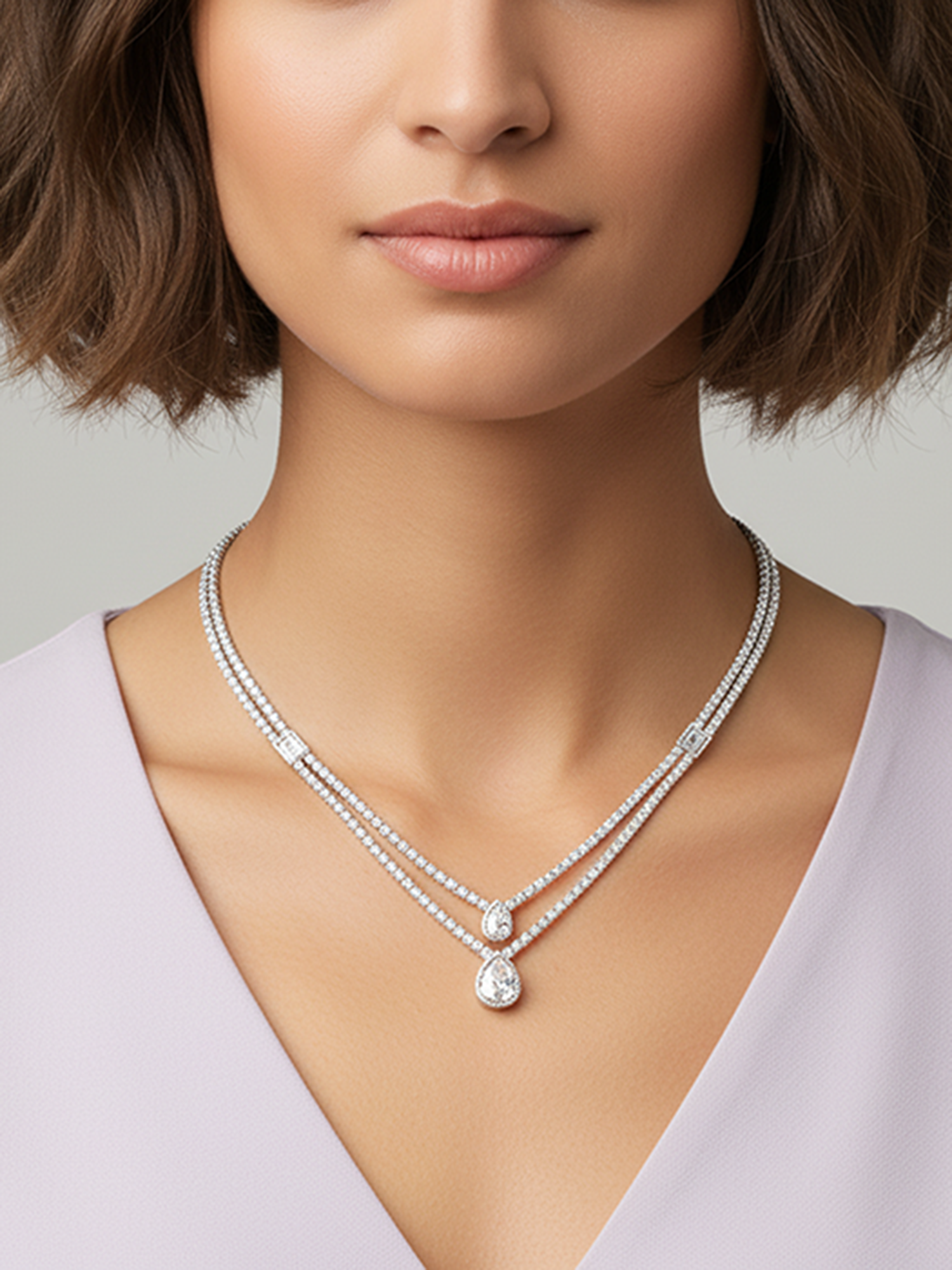 Silver Layered Drop necklace