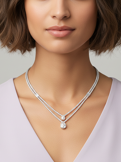 Silver Layered Drop necklace