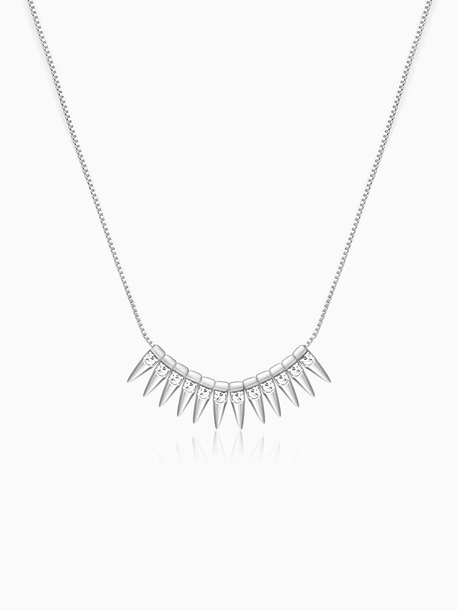 Silver Studded Spikes Necklace