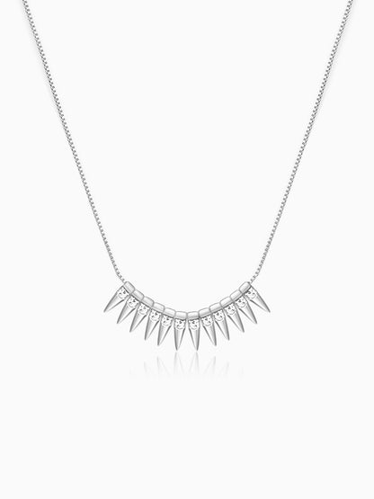 Silver Studded Spikes Necklace