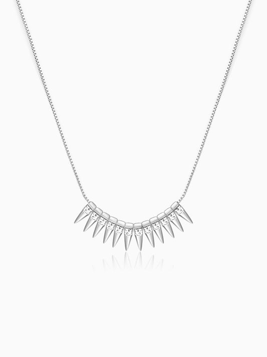 Silver Studded Spikes Necklace