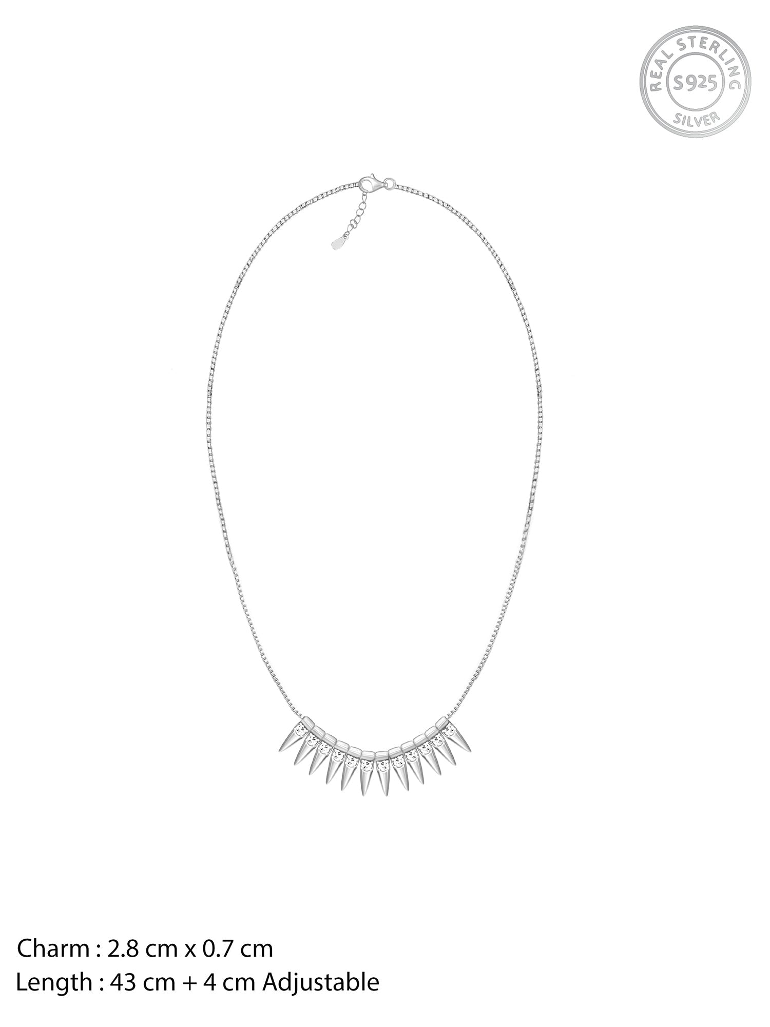 Silver Studded Spikes Necklace