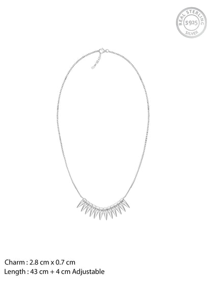 Silver Studded Spikes Necklace