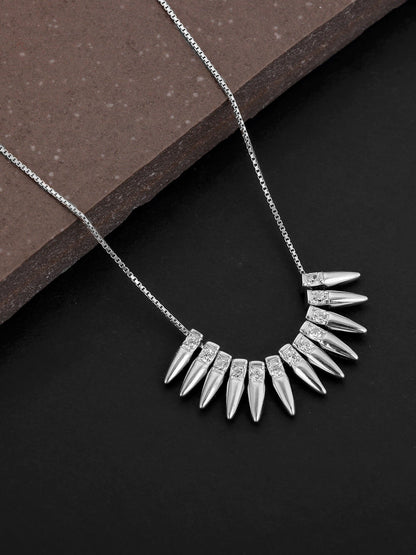 Silver Studded Spikes Necklace