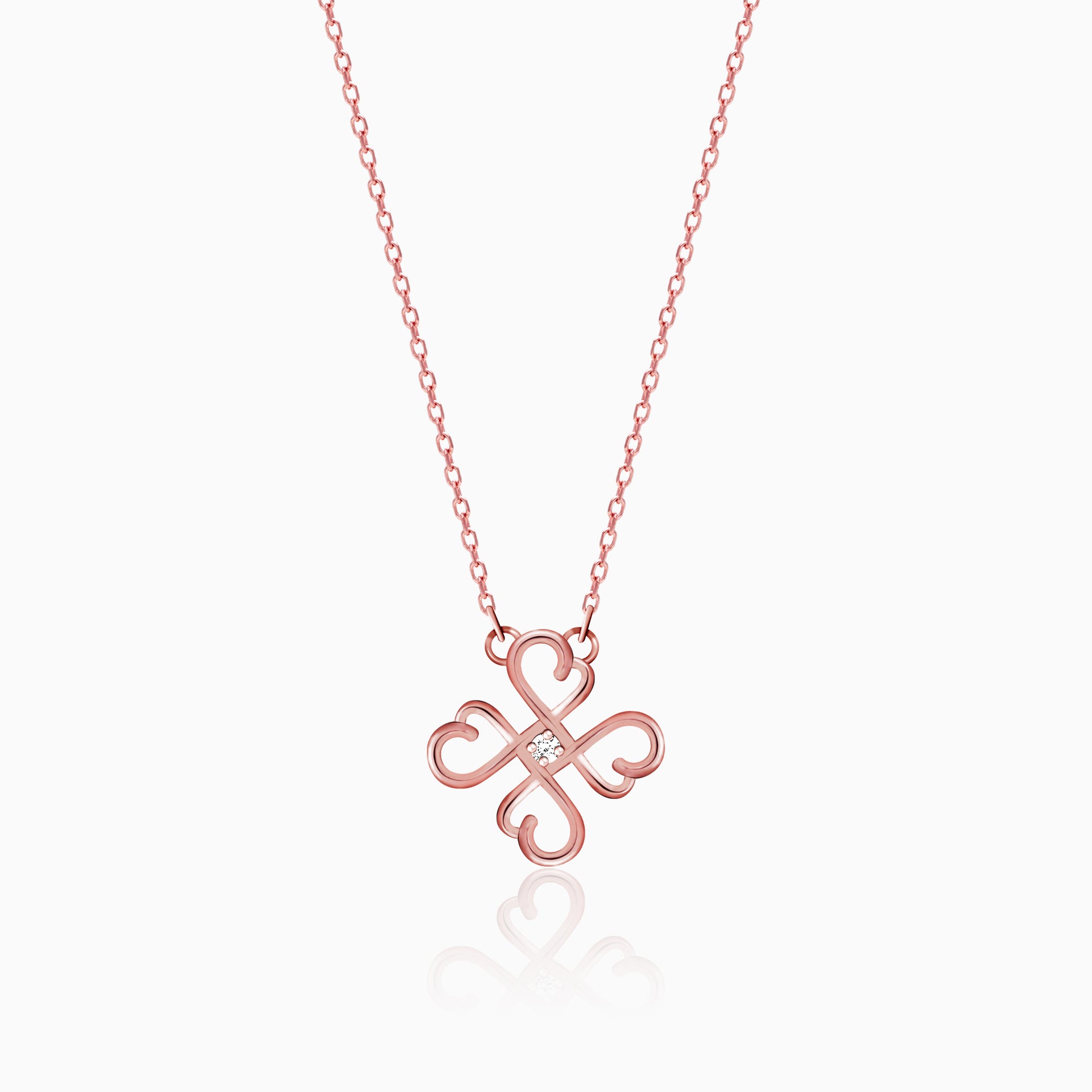 Lucky Clover Floral Charms Women's Necklace in Silver/ Rose Gold| Eunoia SELECTS Gold / White