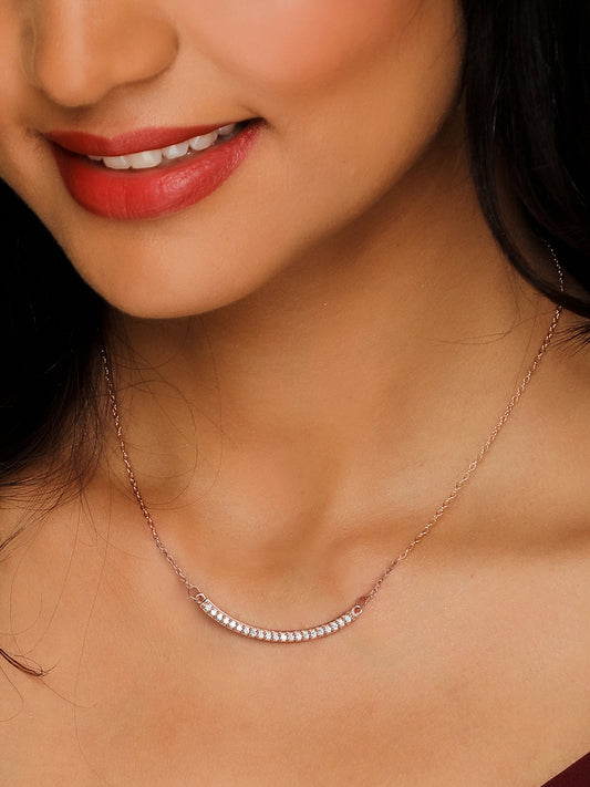 Rose Gold Zircon Arc Necklace