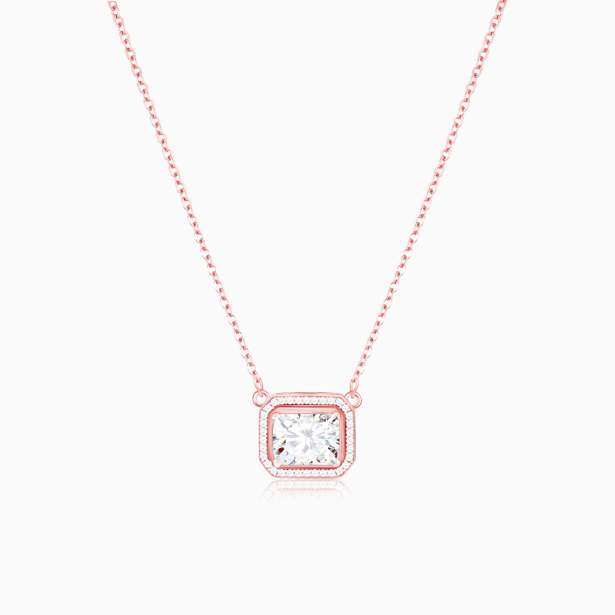 Rose Gold Studded Baguette  Necklace - Image 1