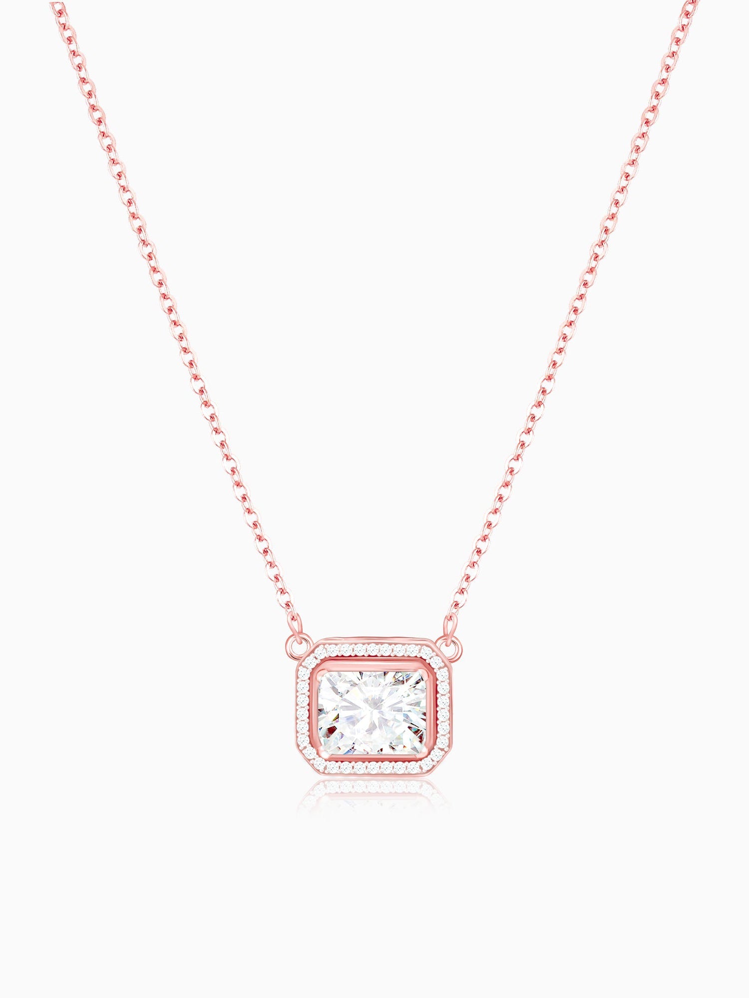 Rose Gold Studded Baguette  Necklace