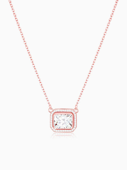 Rose Gold Studded Baguette  Necklace