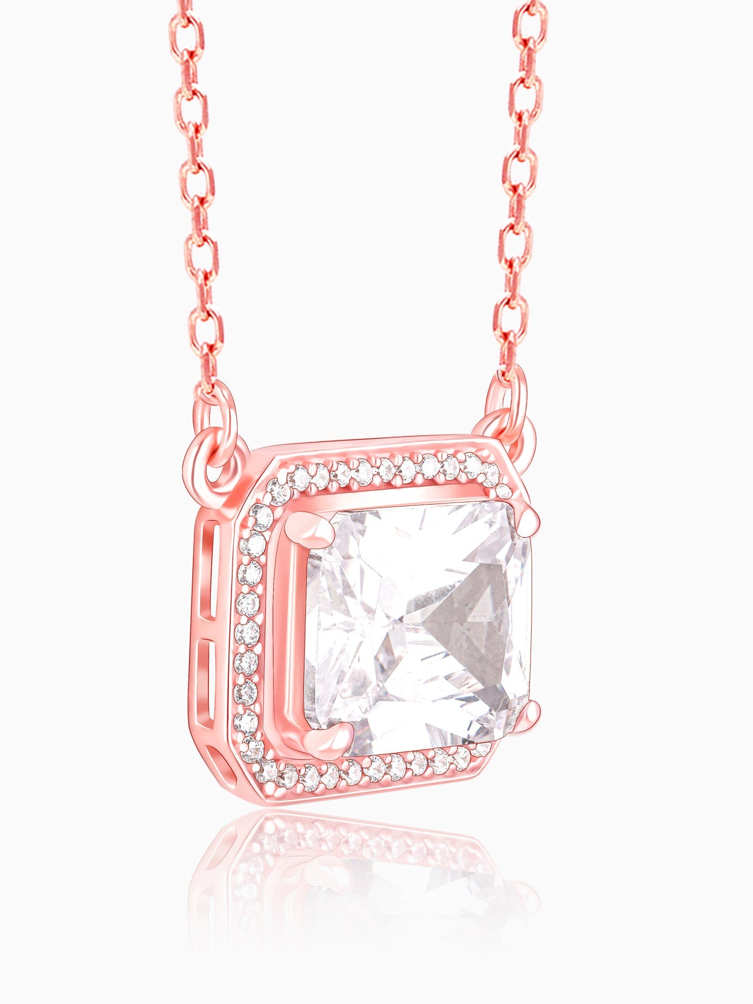 Rose Gold Studded Baguette  Necklace