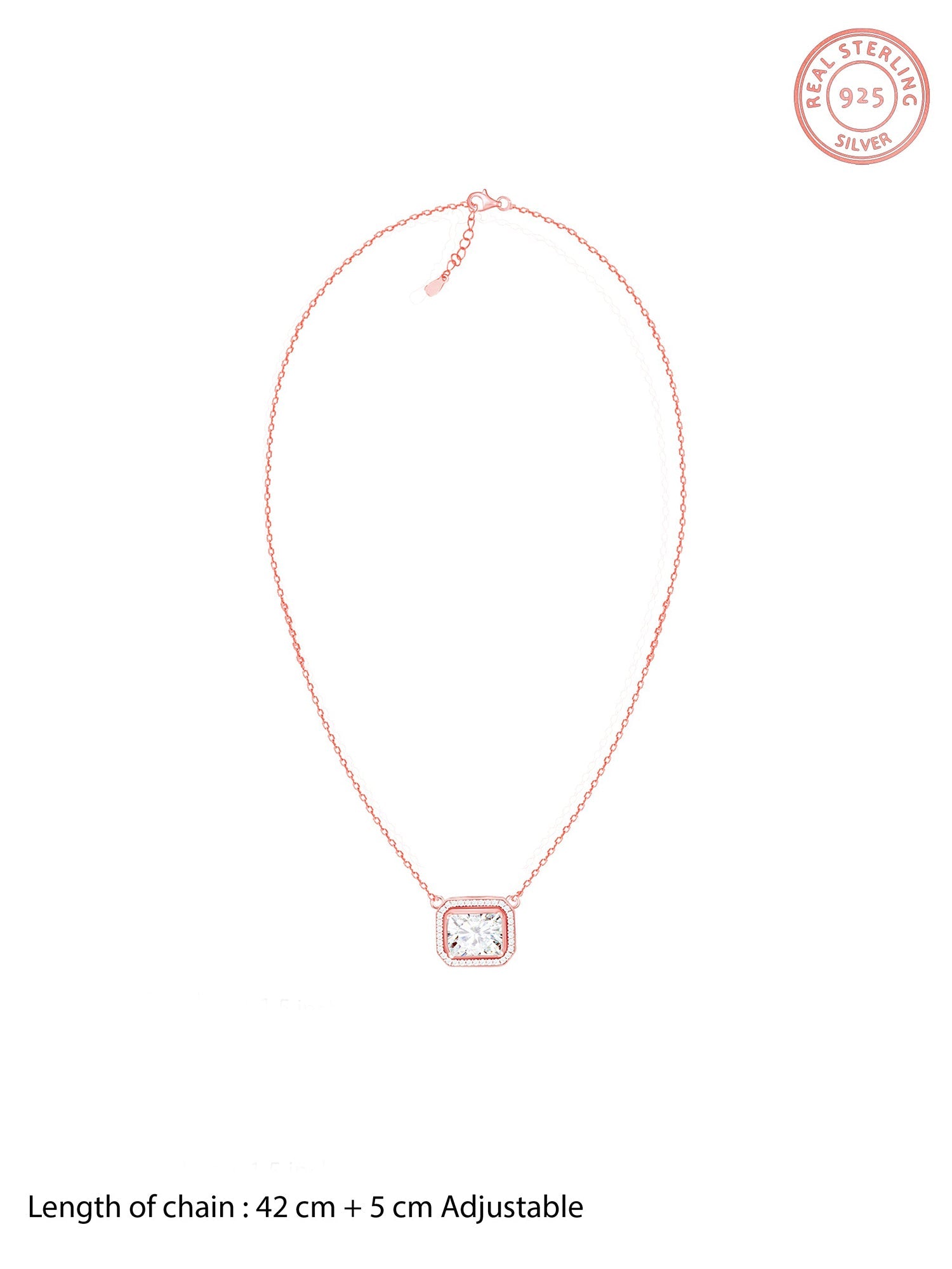 Rose Gold Studded Baguette  Necklace
