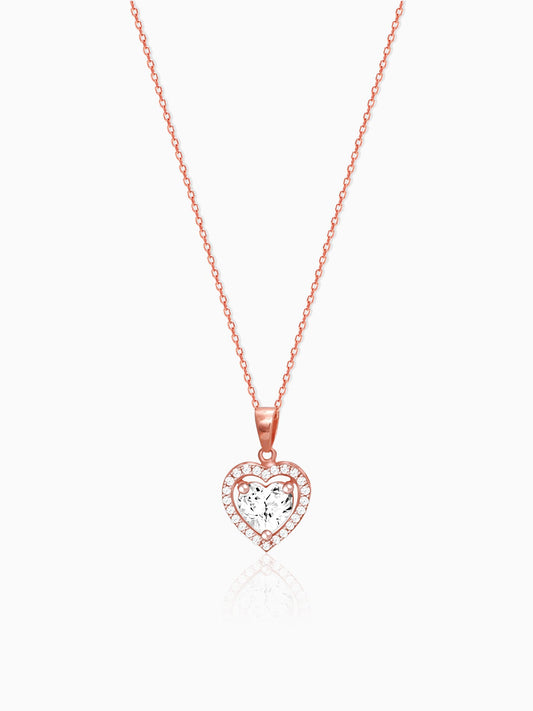 Rose Gold Studded Heart Pendant