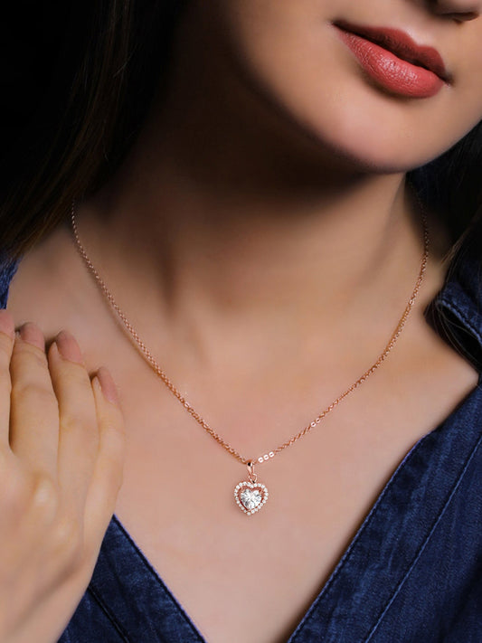 Rose Gold Studded Heart Pendant