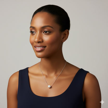 Anushka Sharma Silver White Pearl Moon Necklace