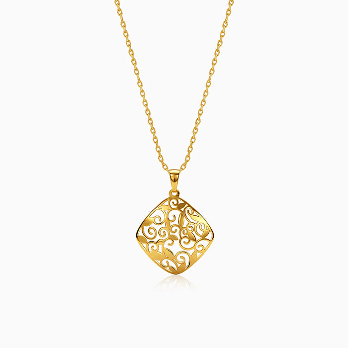 Golden Modern Relic Pendant With Link Chain