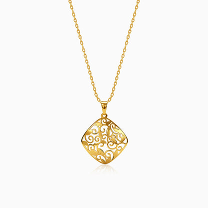Golden Modern Relic Pendant With Link Chain