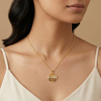 Golden Modern Relic Pendant With Link Chain
