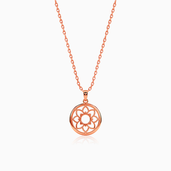 Rose gold Sunpetal Filigree Pendant With Link Chain