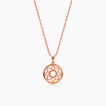 Rose gold Sunpetal Filigree Pendant With Link Chain