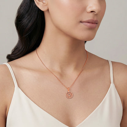 Rose gold Sunpetal Filigree Pendant With Link Chain
