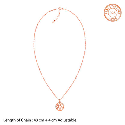 Rose gold Sunpetal Filigree Pendant With Link Chain