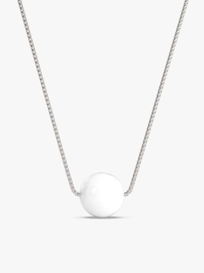Silver White Pearl Moon Necklace