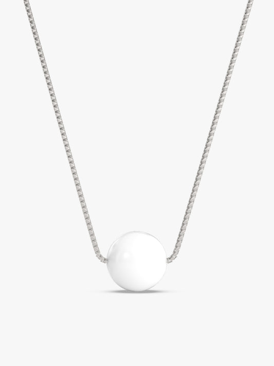 Silver White Pearl Moon Necklace