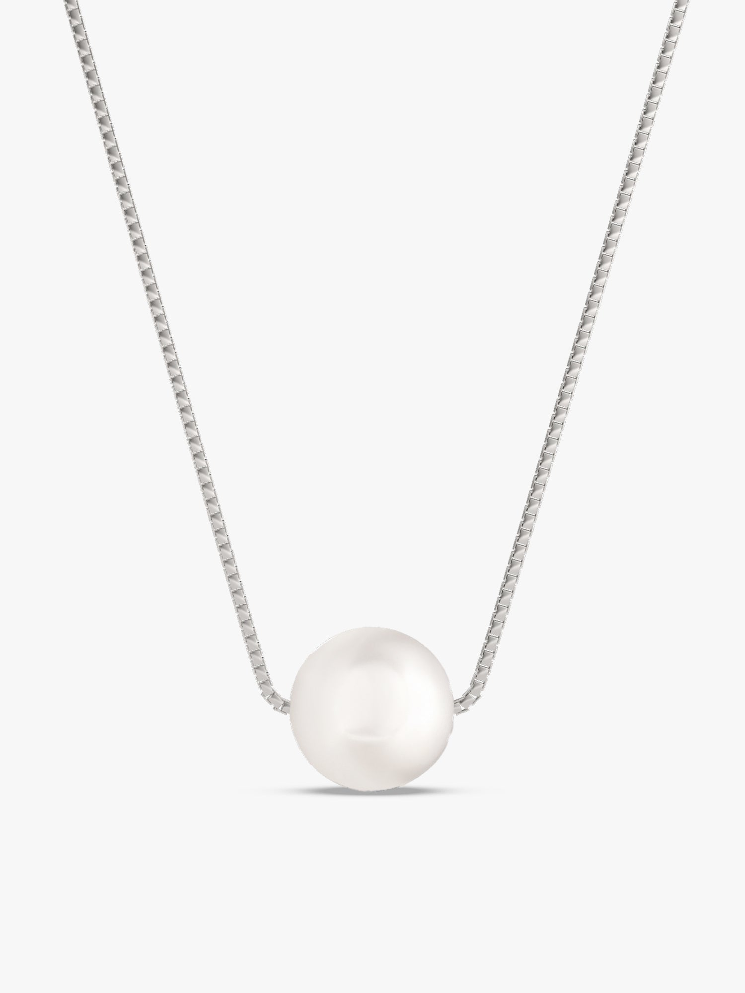 Silver White Pearl Moon Necklace