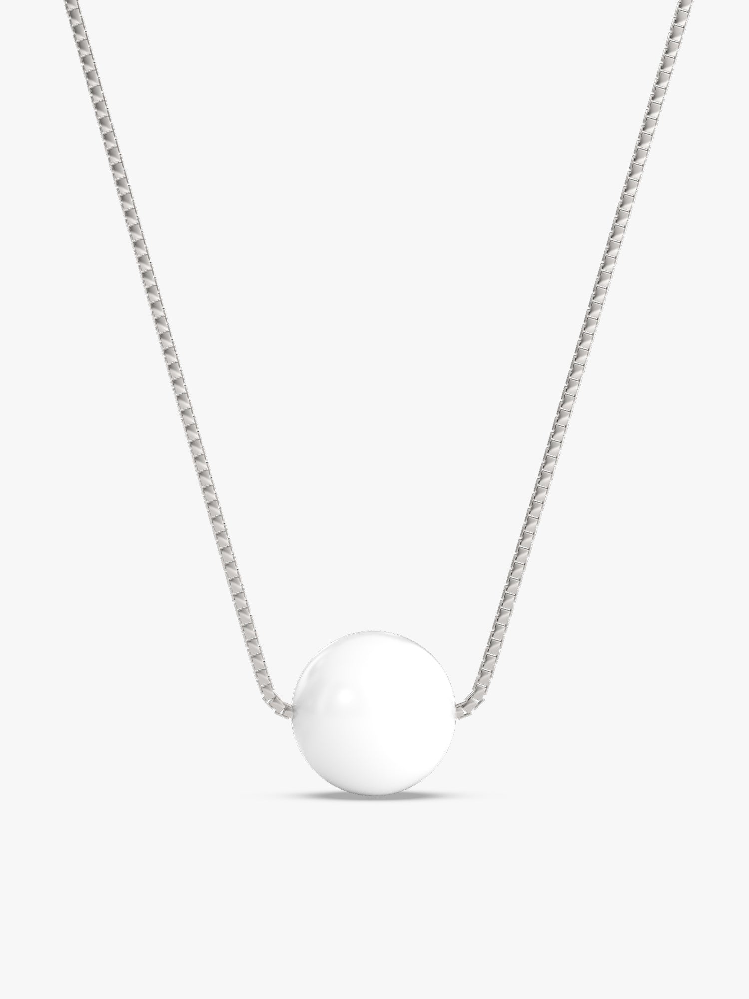 Silver White Pearl Moon Necklace