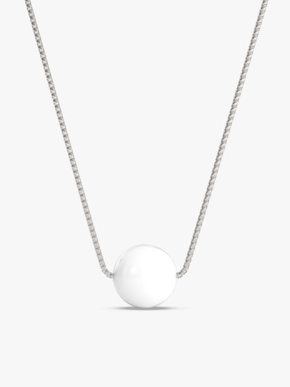 Silver White Pearl Moon Necklace